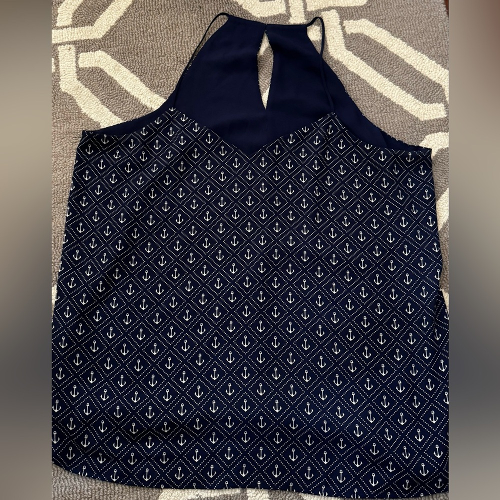 Express Navy Blue Tank Top with Anchor Pattern size XL